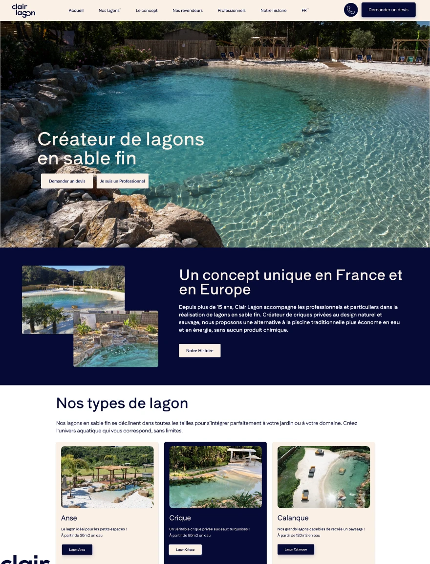 Site vitrine de concepteur de piscine